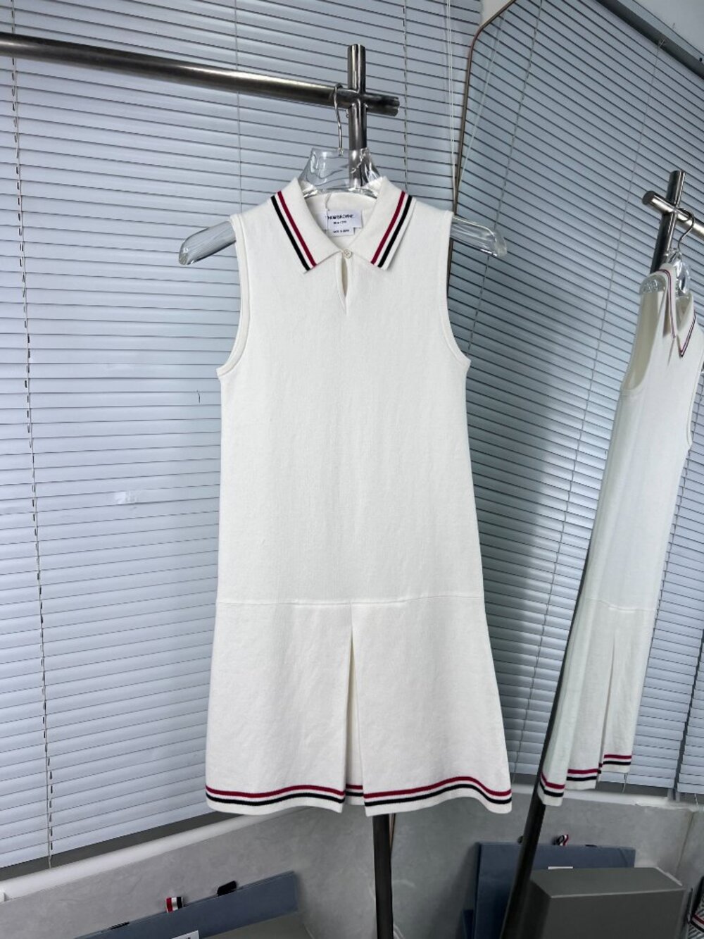 Thom Browne Stripe Pleated Tennis Mini Dress - Picture 2 of 11